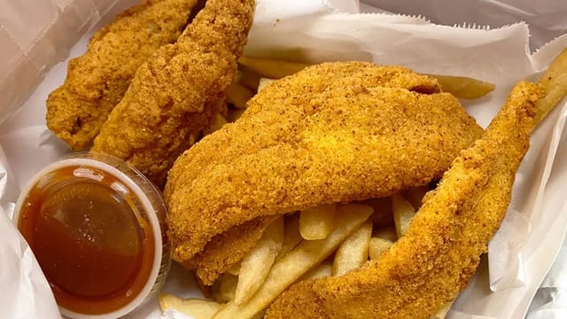 2 Pcs Fish, 2 Pcs Tender With Fries & Pop.