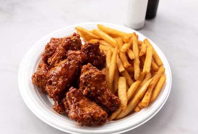 8 Pcs Wing Dings With Fries & Pop.